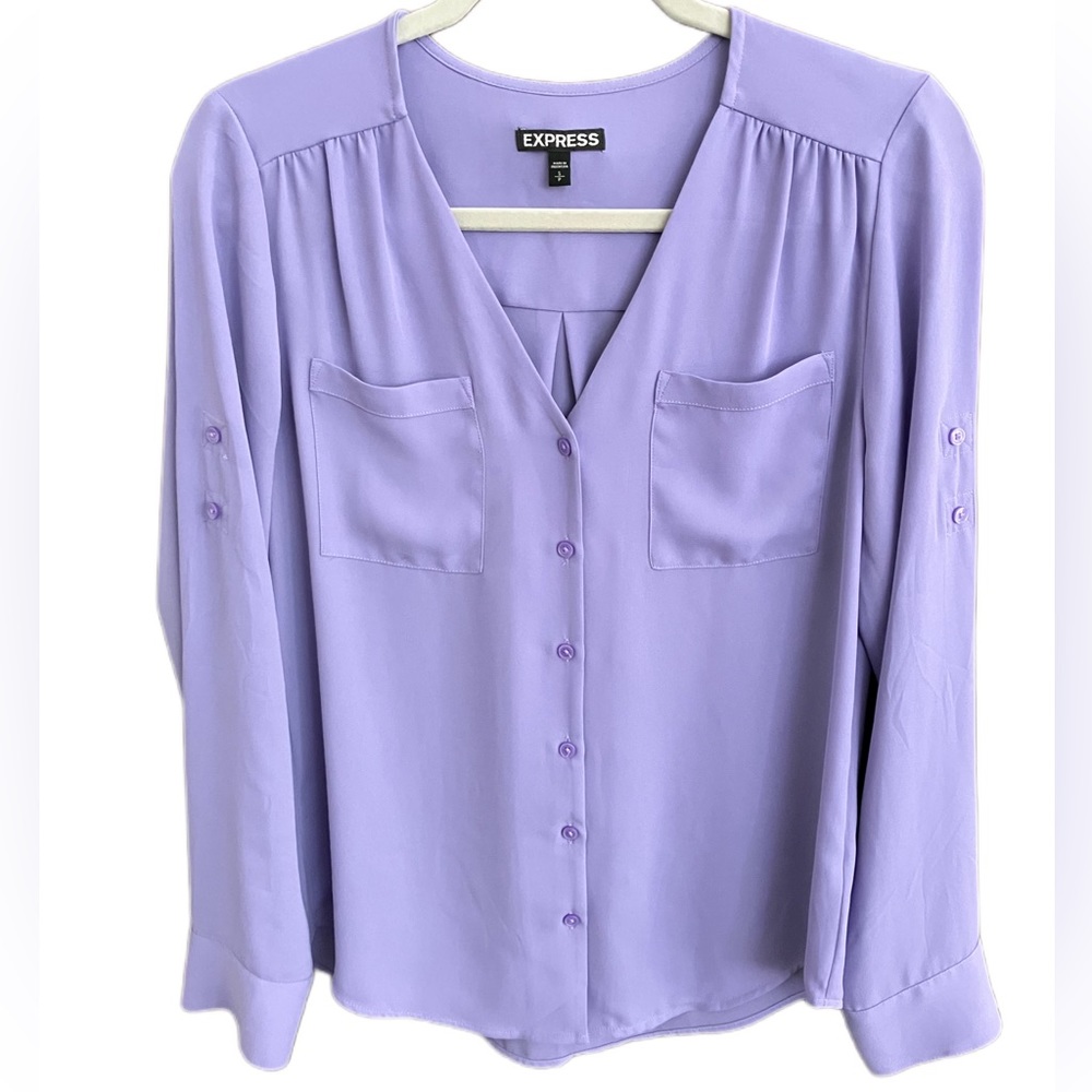 NWOT EXPRESS LILAC-LAVANDER SHIRT SIZE SP SMALL PETITE) - Picture 1 of 10